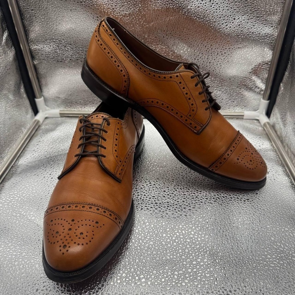 Allen Edmonds Sanford 5267 Walnut Brown Leather Cap Toe Derby Shoes Men 10.5 USA - Picture 3 of 14